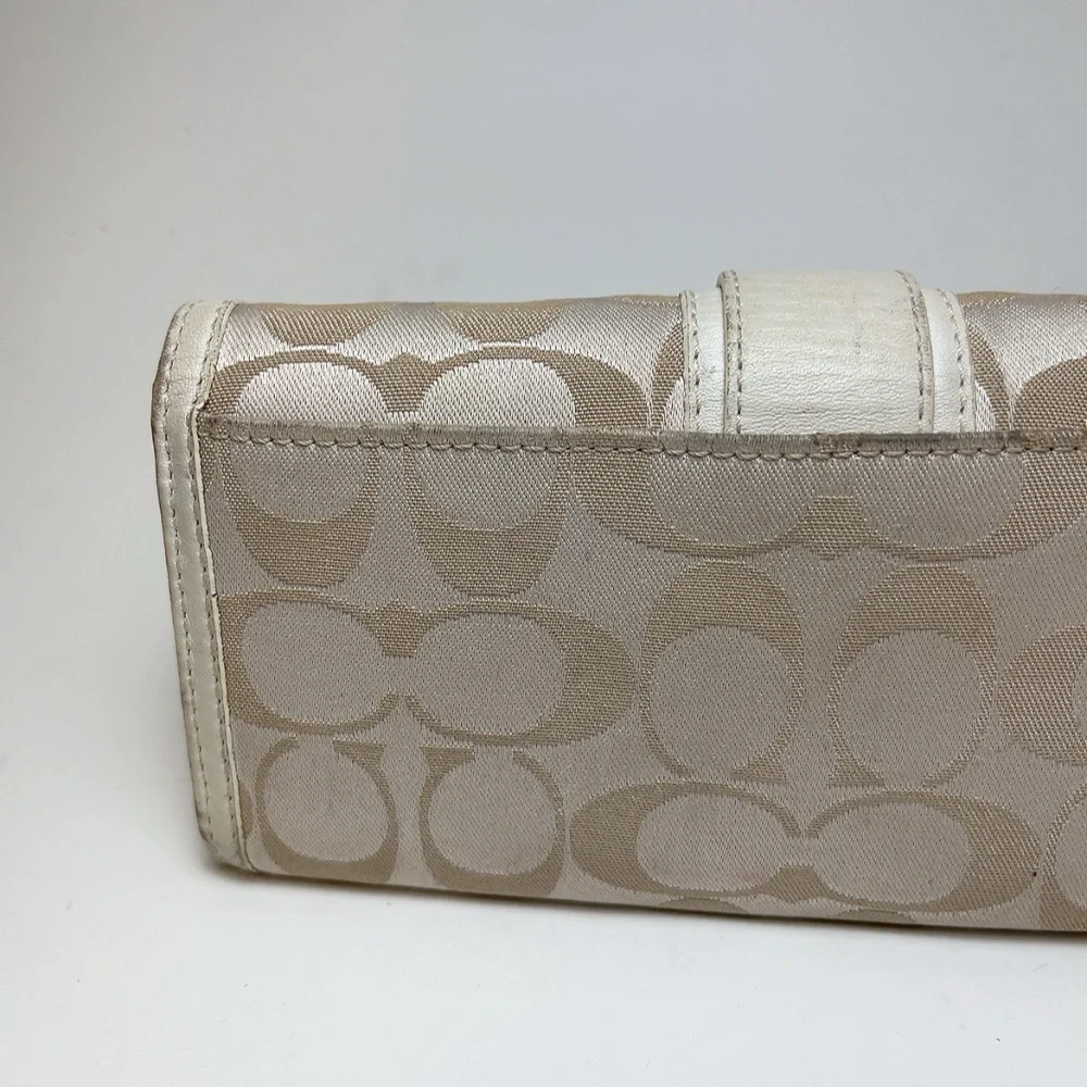 Coach Womens Canvas Folded Credit Card Tan Wallet